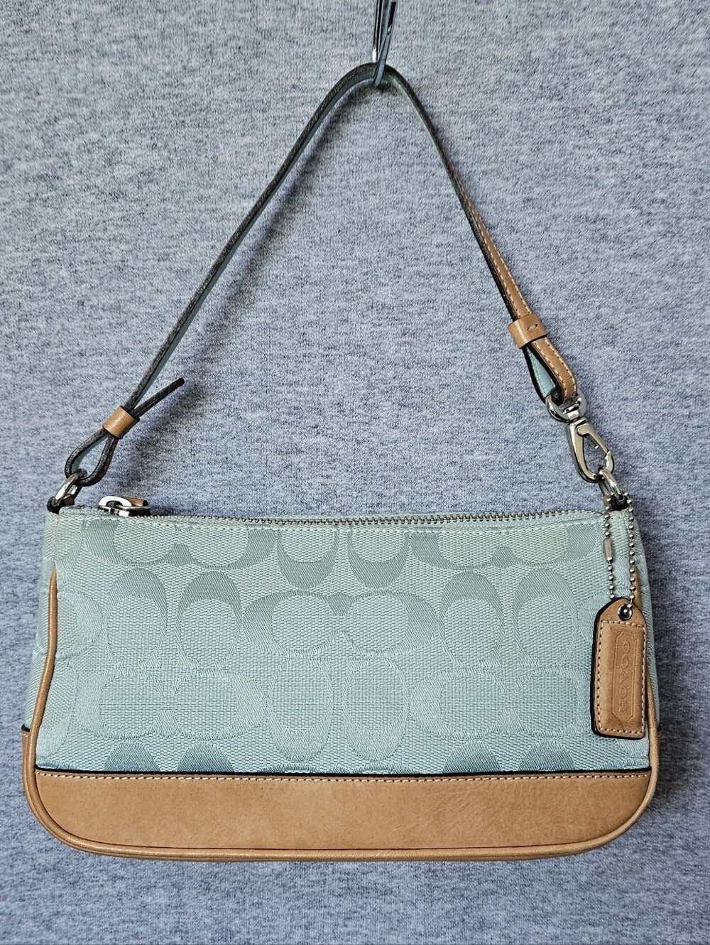 COACH Vintage Demi Mini Shoulder Bag 6094 Light Blue Brown Signature Canvas Y2K